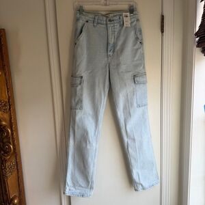 Abercrombie & Fitch Light Wash Straight Leg Cargo Jeans